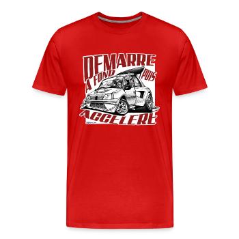 A fond puis accélère! - T-shirt bio Premium Homme - rouge - Devant - Damien (186cm)