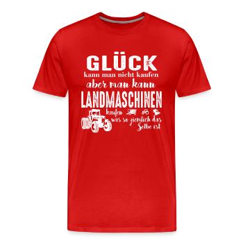 Landmaschinen sind Glück - Männer Premium Bio T-Shirt - Rot - Vorne - Damien (186cm)