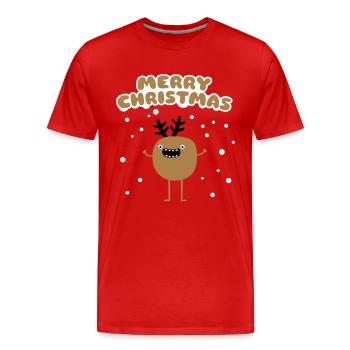 Lustiger Weihnachts Elch - Merry Christmas - Männer Premium Bio T-Shirt - Rot - Vorne - Damien (186cm)