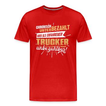 Edles Berufe-Shirt für den Trucker, LKW-Fahrer - Männer Premium Bio T-Shirt - Rot - Vorne - Damien (186cm)
