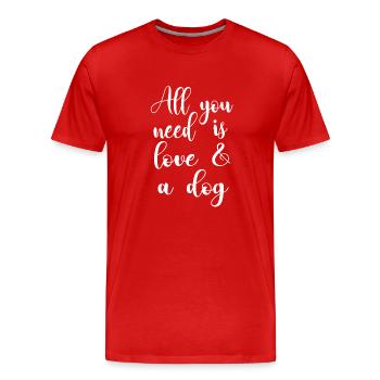 Chien amour chien amour chien proverbes - T-shirt bio Premium Homme - rouge - Devant - Damien (186cm)