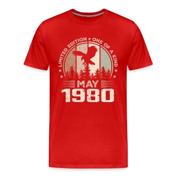 Unvergleichlich seit Mai 1980, 44. Jubiläum - Männer Premium Bio T-Shirt - Rot - Vorne - Damien (186cm)
