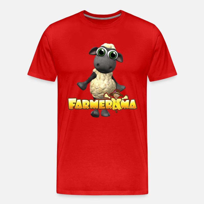 Farmerama Logo mit Schaf - Männer Premium Bio T-Shirt - Rot