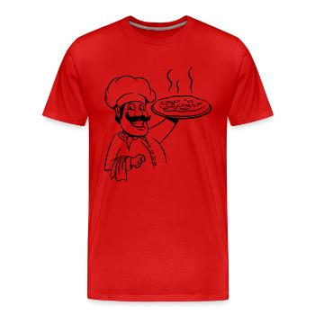 kochen koch pizza - Männer Premium Bio T-Shirt - Rot - Vorne - Damien (186cm)