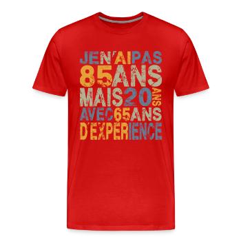 je n'ai pas 85 ans, anniversaire 85 ans - T-shirt bio Premium Homme - rouge - Devant - Damien (186cm)