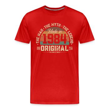1984 Vintage Born Man Myth Legend - T-shirt bio Premium Homme - rouge - Devant - Damien (186cm)