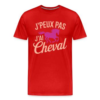 I can't, I have pink horse - Men's Premium Organic T-Shirt - red - Front - Damien (186cm)