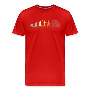 Evolution of the tractor - Men's Premium Organic T-Shirt - red - Front - Damien (186cm)