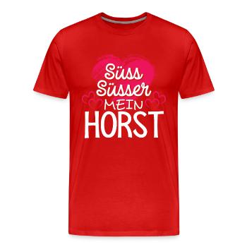HORST - süss - Männer Premium Bio T-Shirt - Rot - Vorne - Damien (186cm)