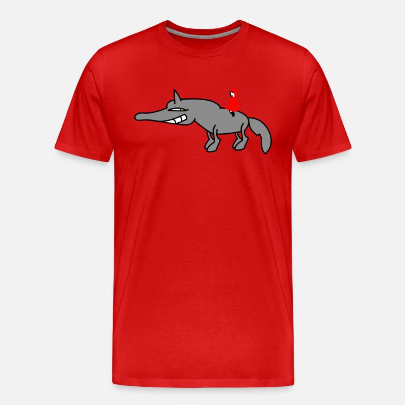 Wolf mit Rotkäppchen - Männer Premium Bio T-Shirt - Rot