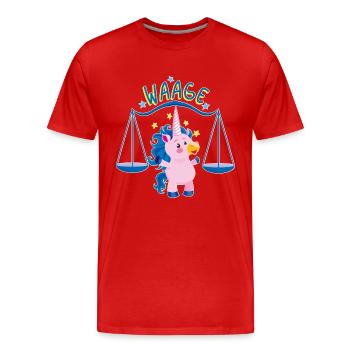 Einhorn Sternzeichen Waage - Männer Premium Bio T-Shirt - Rot - Vorne - Damien (186cm)