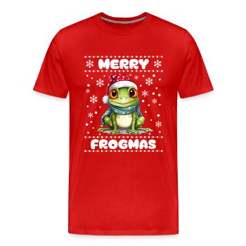Mignon Grenouille Souhaite Joyeux Noël - T-shirt bio Premium Homme - rouge - Devant - Damien (186cm)