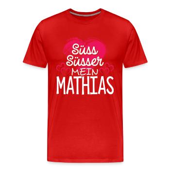 MATHIAS - süss - Männer Premium Bio T-Shirt - Rot - Vorne - Damien (186cm)