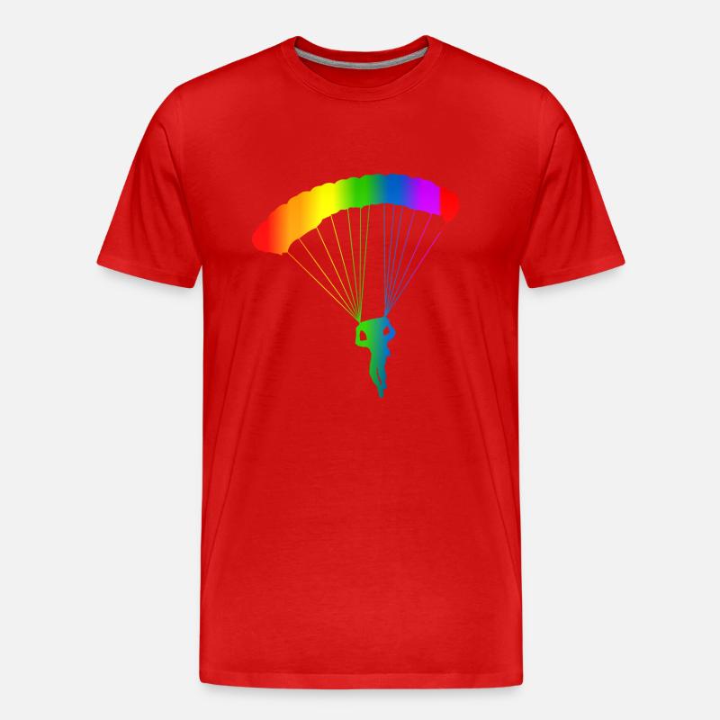 Bunter Fallschirm Regenbogen - Männer Premium Bio T-Shirt - Rot