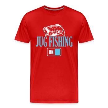 Mode de pêche à la cruche de pêcheur activé - T-shirt bio Premium Homme - rouge - Devant - Damien (186cm)