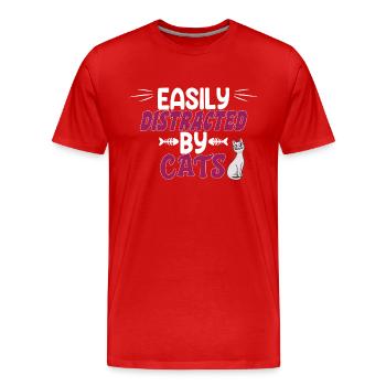 Chat mignon - facilement distrait par les chats - T-shirt bio Premium Homme - rouge - Devant - Damien (186cm)