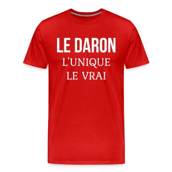 Cadeau Papa Le Daron l'unique le vrai - T-shirt bio Premium Homme - rouge - Devant - Damien (186cm)