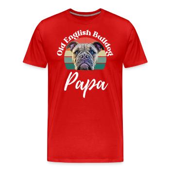 VIEIL ANGLAIS BULLDOG PAPA Chien Chiens Bulldog - T-shirt bio Premium Homme - rouge - Devant - Damien (186cm)