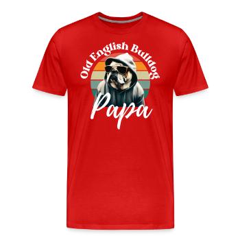 OLD ENGLISH BULLDOG PAPA - Chien Chiens Bulldog - T-shirt bio Premium Homme - rouge - Devant - Damien (186cm)