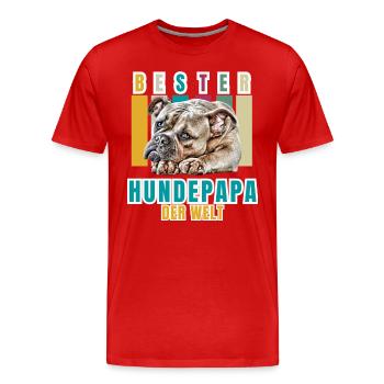 BEST DOG DAD Bulldog Dog Dogs Old English - Men's Premium Organic T-Shirt - red - Front - Damien (186cm)
