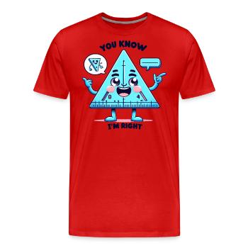 L’angle de la règle triangulaire sur le plaisir - T-shirt bio Premium Homme - rouge - Devant - Damien (186cm)