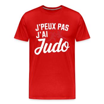Ich kann nicht, ich kann Judo haben - Männer Premium Bio T-Shirt - Rot - Vorne - Damien (186cm)