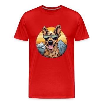 Cool dog with sunglasses - Men's Premium Organic T-Shirt - red - Front - Damien (186cm)