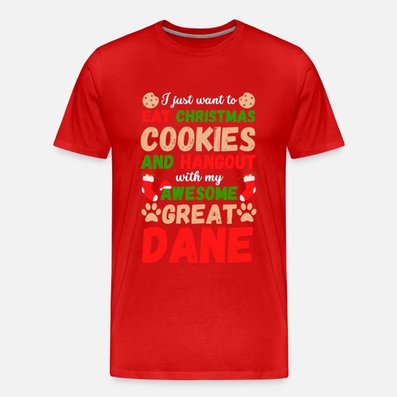 Biscuits de Noël Great Dane - T-shirt bio Premium Homme - rouge