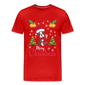 Noël Sweet Boston Terrier Kawaii - T-shirt bio Premium Homme - rouge - Devant - Damien (186cm)