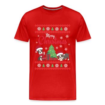 Noël Sweet Boston Terrier Kawaii - T-shirt bio Premium Homme - rouge - Devant - Damien (186cm)