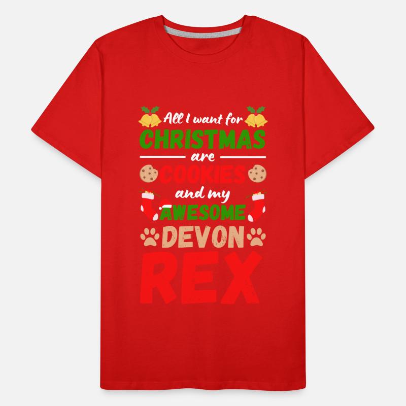 Christmas Cat Devon Rex Cookies Men's Premium Organic T-Shirt