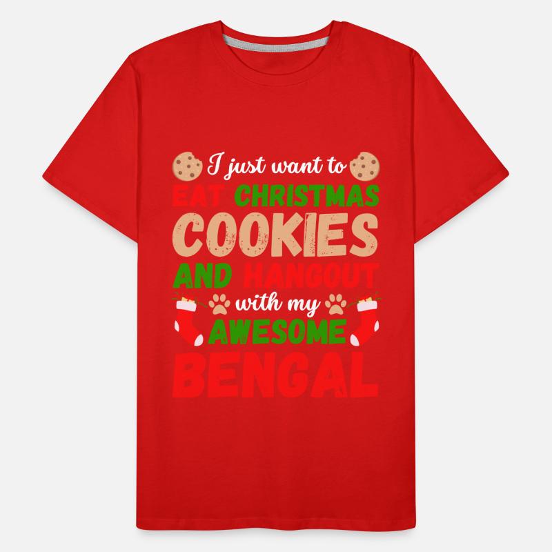 Biscuits de chat bengale de Noël T-shirt bio Premium Homme