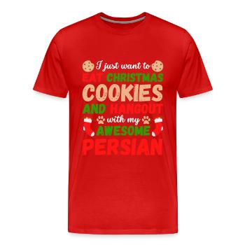Weihnachten Perser Katze Kekse - Männer Premium Bio T-Shirt - Rot - Vorne - Damien (186cm)
