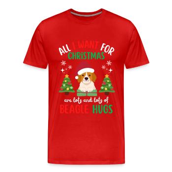 Weihnachten Süßer Beagle Kawaii - Männer Premium Bio T-Shirt - Rot - Vorne - Damien (186cm)