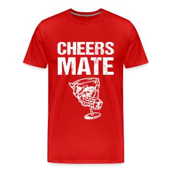 Cheers Mate - Männer Premium Bio T-Shirt - Rot - Vorne - Damien (186cm)