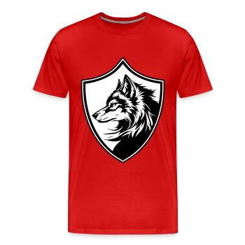 Wolf Wappen Silhouette - Männer Premium Bio T-Shirt - Rot - Vorne - Damien (186cm)