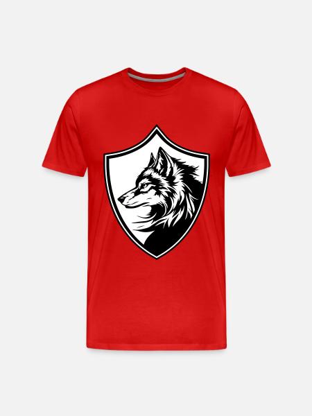 Wolf Wappen Silhouette - Männer Premium Bio T-Shirt - Rot