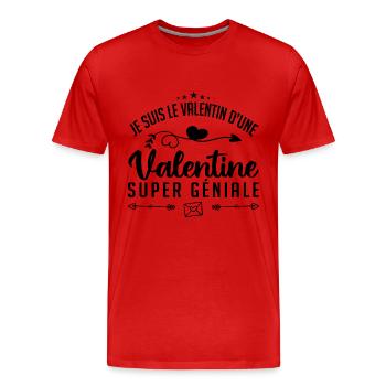 je suis le valentin d'une valentine super génial - T-shirt bio Premium Homme - rouge - Devant - Damien (186cm)