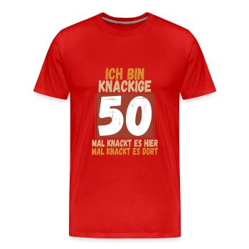Ich bin knackige 50 Jahre - Männer Premium Bio T-Shirt - Rot - Vorne - Damien (186cm)