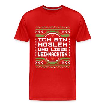 Ich bin Moslem und liebe Weihnachten - Männer Premium Bio T-Shirt - Rot - Vorne - Damien (186cm)