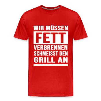 Grillen BBQ Grillmaster grillt "verbrennt Fett" - Männer Premium Bio T-Shirt - Rot - Vorne - Damien (186cm)