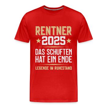 LEGENDE IM RUHESTAND RENTE RENTNER 2025 - Männer Premium Bio T-Shirt - Rot - Vorne - Damien (186cm)