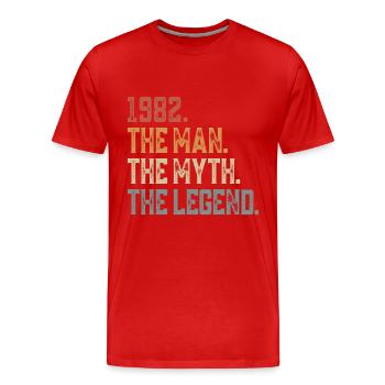 Born 1982 Man Myth Legend Birthday - Men's Premium Organic T-Shirt - red - Front - Damien (186cm)
