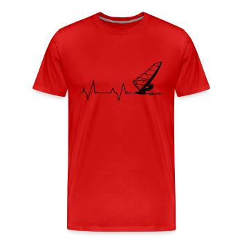 Herzschlag Surfer Wellenreiter - Männer Premium Bio T-Shirt - Rot - Vorne - Damien (186cm)