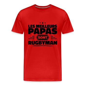 Rugby Meilleur Papa, Fête des Pères - Papas Cadeau - T-shirt bio Premium Homme - rouge - Devant - Damien (186cm)