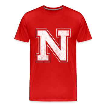 Buchstabe N - Männer Premium Bio T-Shirt - Rot - Vorne - Damien (186cm)