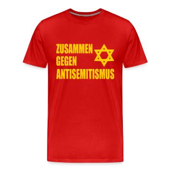 zusammen gegen antisemitismus - Männer Premium Bio T-Shirt - Rot - Vorne - Damien (186cm)