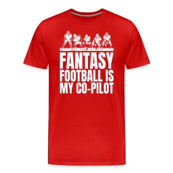 Funny Mens Co Pilot Fantasy Football - Men's Premium Organic T-Shirt - red - Front - Damien (186cm)