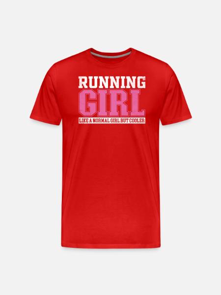 Womens Running Girl Like A Normal Girl But Cooler - Men's Premium Organic T-Shirt - red