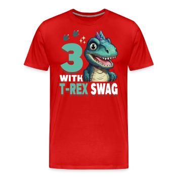 3ème année Roar Celebrate 3 avec T-Rex Swag Dinosaur - T-shirt bio Premium Homme - rouge - Devant - Damien (186cm)